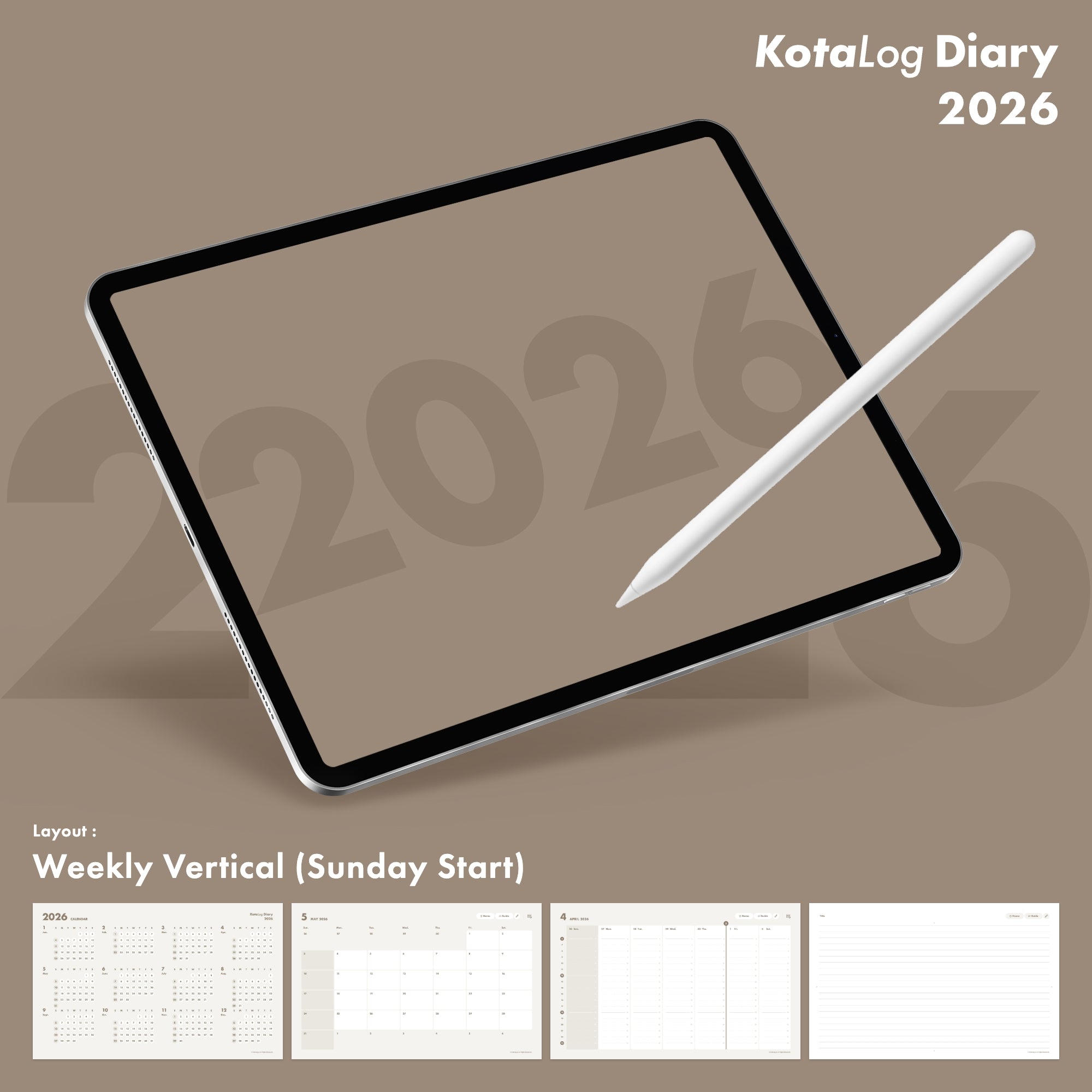 KotaLog Diary 2026 Vert.