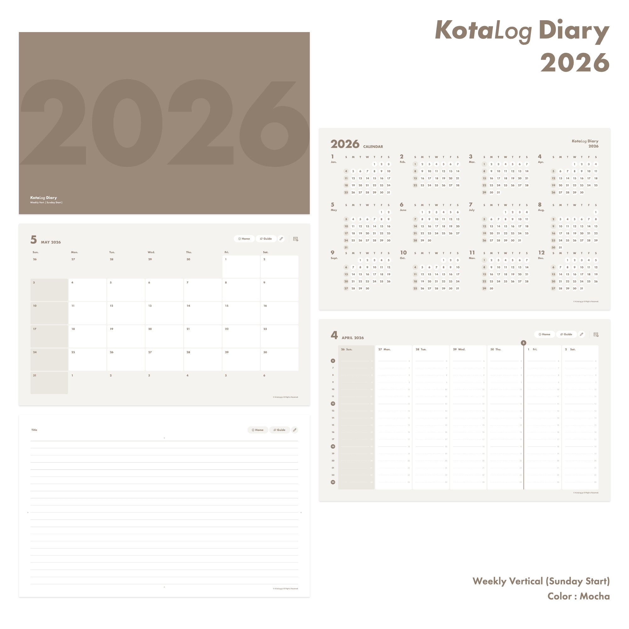 KotaLog Diary 2026 Vert.